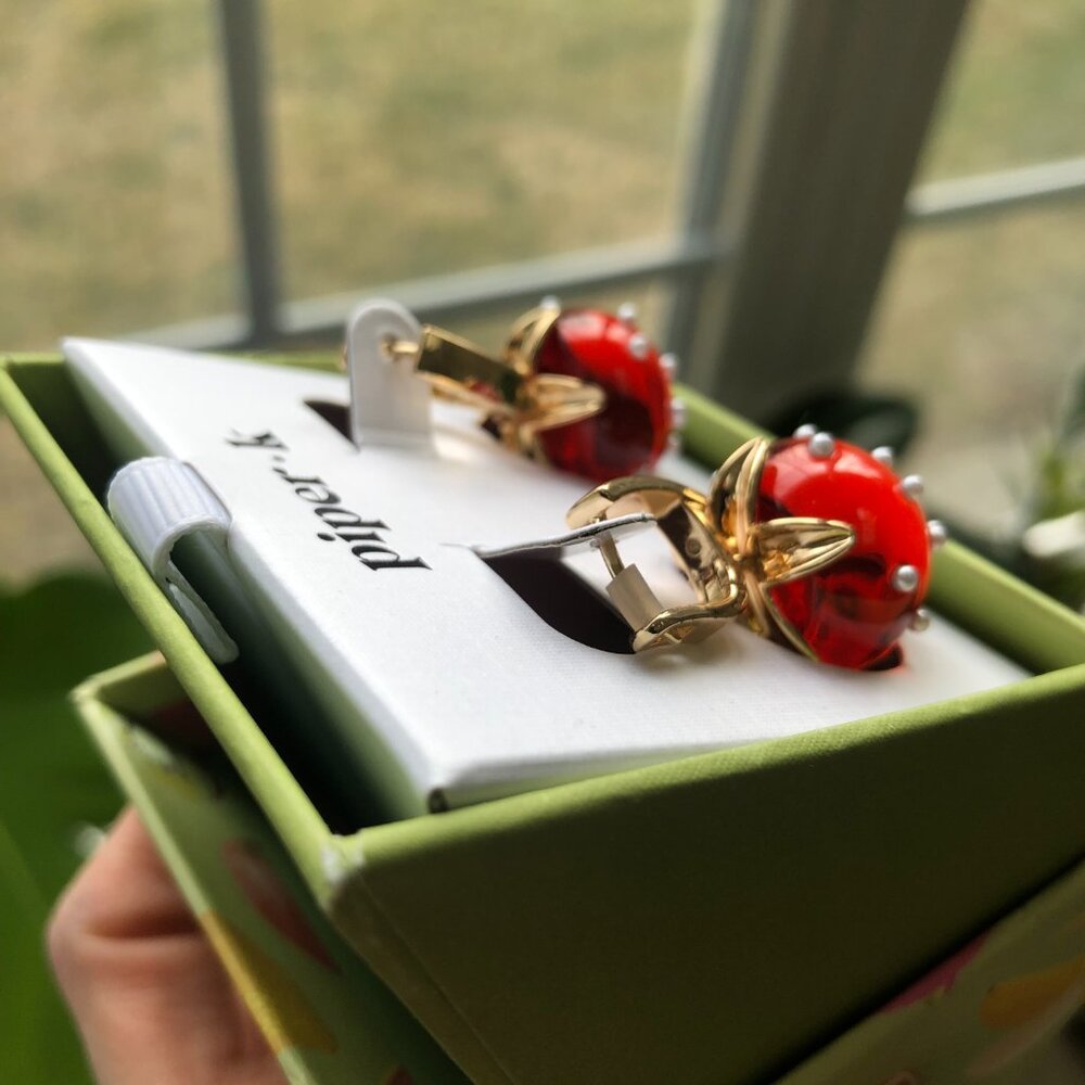 Piper K Strawberry Glass Earrings (Brand new and never open) - Picture 4 of 5
